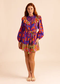 Mini-Alden Adair Sutton Dress In Cobalt Tea Garden