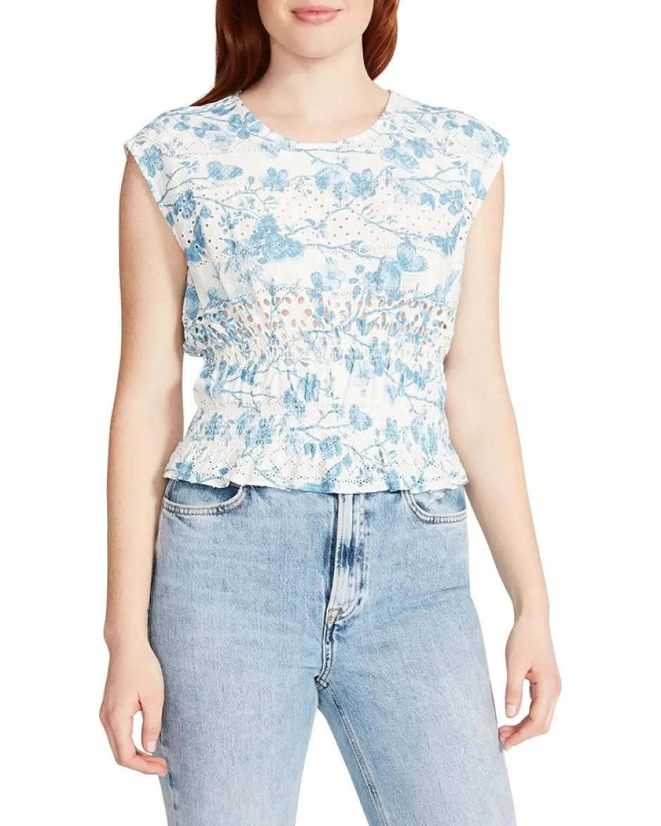 Tanks-BB Dakota Gabriela Blue Floral Top