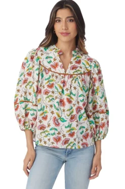 Blouses-Crosby By Mollie Burch Rosie Top Woodcut Floral