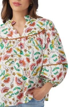 Blouses-Crosby By Mollie Burch Rosie Top Woodcut Floral