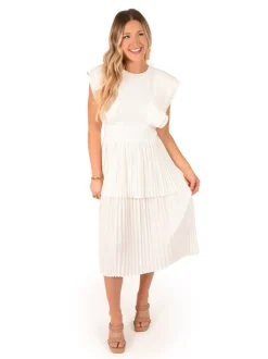 Midi-Emily McCarthy Chloe Dress White Linen