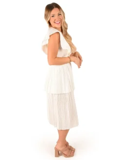Midi-Emily McCarthy Chloe Dress White Linen