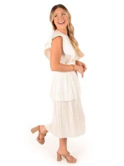 Midi-Emily McCarthy Chloe Dress White Linen