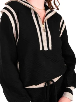 Sweaters-Emily McCarthy Poppy Pullover Sweater Black Monogram