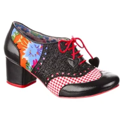 Loafers/Oxfords-Irregular Choice Clara Bow Black Floral