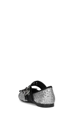 Flat-Jeffrey Campbell Balletic Silver Glitter Black