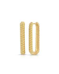 Jewelry-Jurate LA Effie Square Texture Hoop Earrings