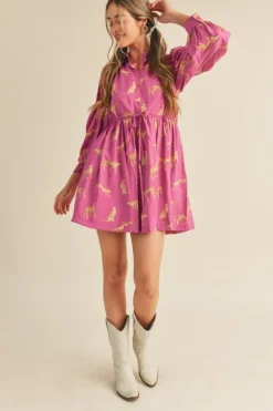 Mini-&Merci &Merci Cheetah Print Button Down Dress