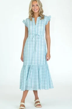 Midi-Olivia James the Label Delia Dress Country Plaid Blue