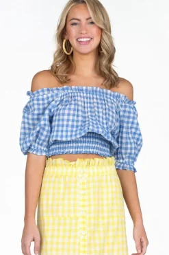 Blouses-Olivia James the Label Gia Top Riviera Gingham