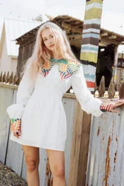 Mini-Queen of Sparkles Abstract Sequin Collar Cotton Dress