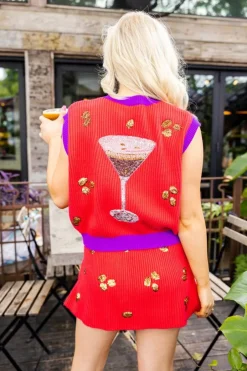 Sweaters-Queen of Sparkles Espresso Martini Queen Sweater Vest