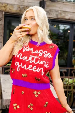 Sweaters-Queen of Sparkles Espresso Martini Queen Sweater Vest