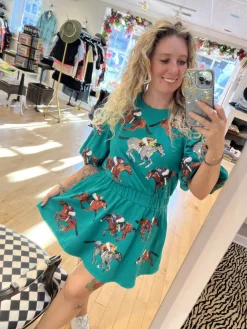 Mini-Queen of Sparkles Green Horse & Jockey Dress