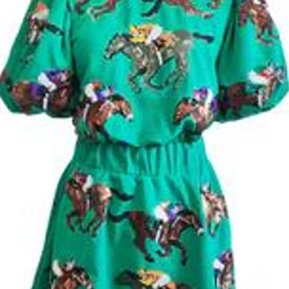 Mini-Queen of Sparkles Green Horse & Jockey Dress