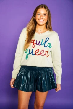 Shorts-Queen of Sparkles Navy Leather Swing Short
