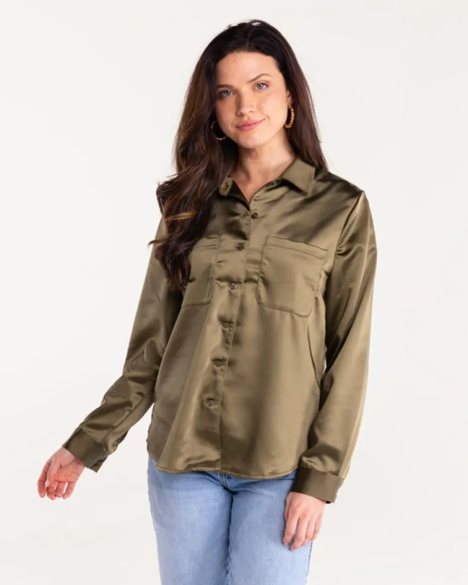 Blouses-S'edge Apparel S'Edge Apparel Ellis Top In Olive