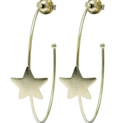 Jewelry-Sheila Fajl Ursa Single Star Hoops Gold