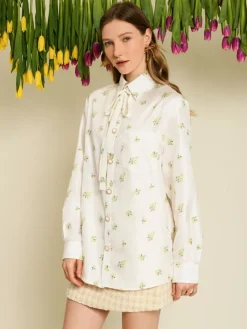 Blouses-Sister Jane Ditsy Pick Shirt - Pearled Ivory