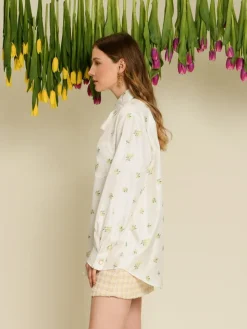 Blouses-Sister Jane Ditsy Pick Shirt - Pearled Ivory