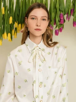 Blouses-Sister Jane Ditsy Pick Shirt - Pearled Ivory