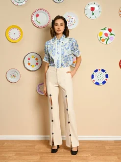 Blouses-Sister Jane Sky Floral Ruffle Blouse - Cornflower Blue
