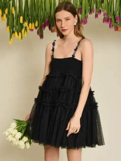 Mini-Sister Jane Sofie Spot Tulle Mini Dress - Black