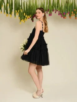 Mini-Sister Jane Sofie Spot Tulle Mini Dress - Black