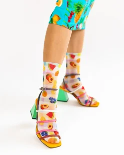 Socks And Tights-Sock Candy Gingham Fruits Ankle Sock