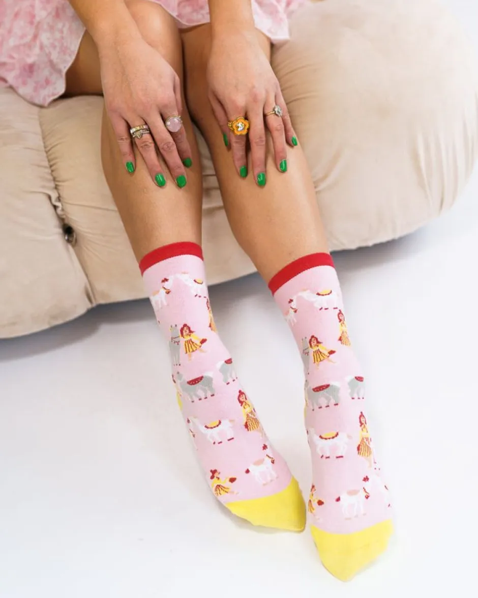 Socks And Tights-Sock Candy Girl With Llama Kawaii Sock