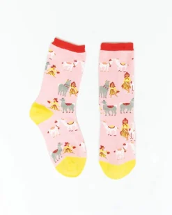 Socks And Tights-Sock Candy Girl With Llama Kawaii Sock