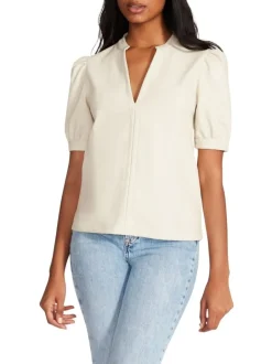 Blouses-Steve Madden Jane Top Bone Faux Leather