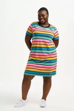 Mini-Sugarhill Brighton Sia T-Shirt Dress - Multi, Beach Hut Stripes