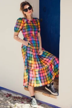 Midi-Sugarhill Brighton Yolanda Midi Dress Rainbow Check