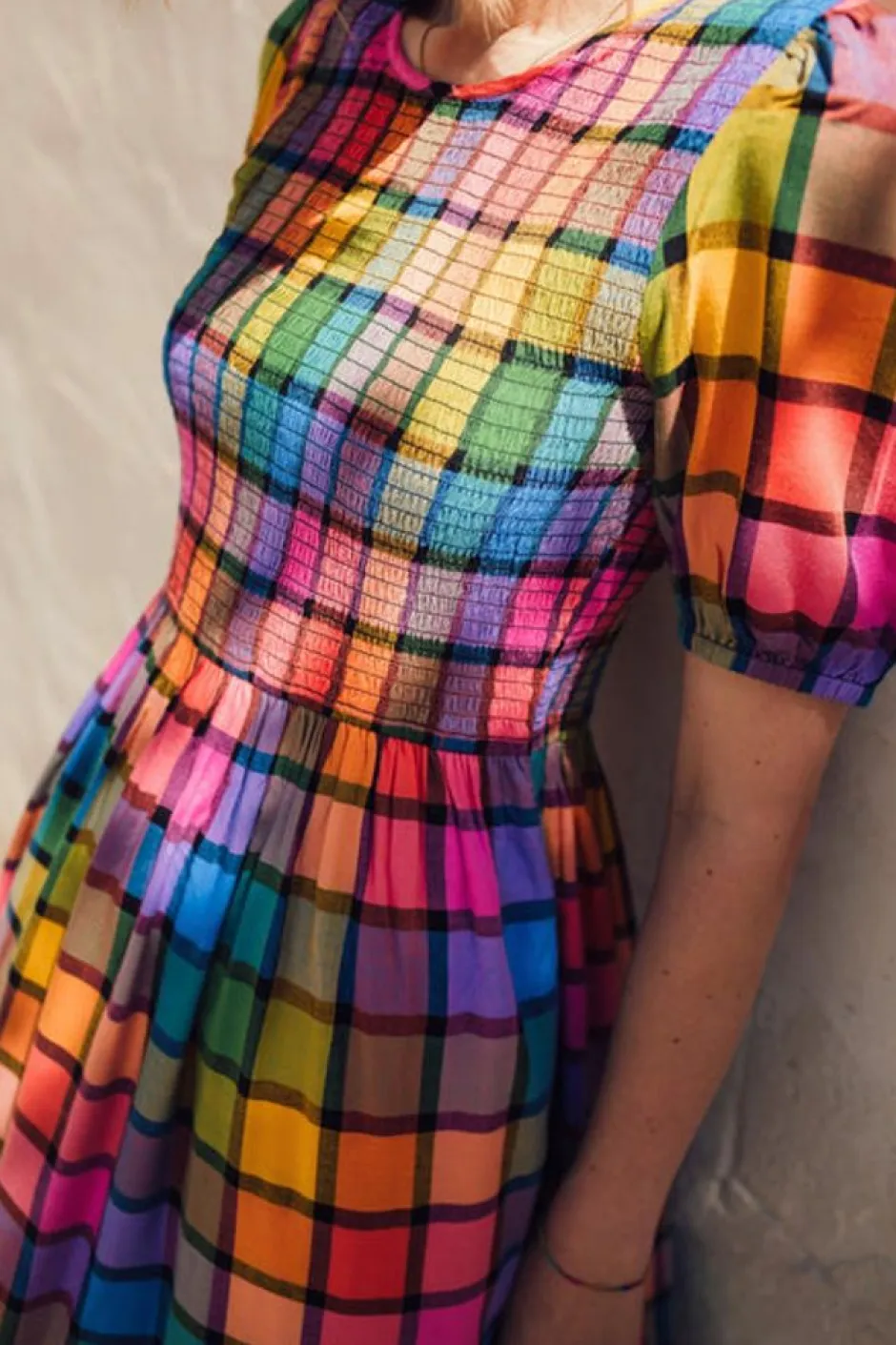 Midi-Sugarhill Brighton Yolanda Midi Dress Rainbow Check